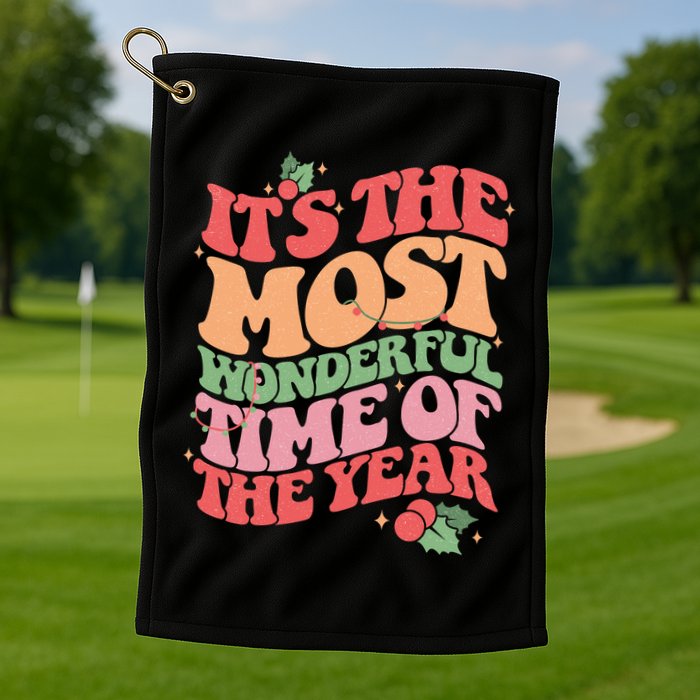 Its The Most Wonderful Time Of The Year Christmas Groovy Golf Towel
