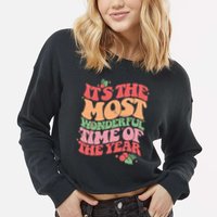 Its The Most Wonderful Time Of The Year Christmas Groovy Cropped Pullover Crew