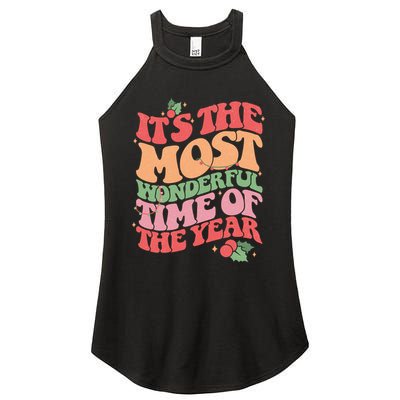 Its The Most Wonderful Time Of The Year Christmas Groovy Women's Perfect Tri Rocker Tank