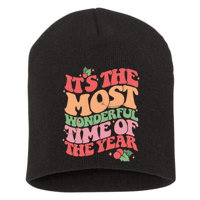 Its The Most Wonderful Time Of The Year Christmas Groovy Short Acrylic Beanie