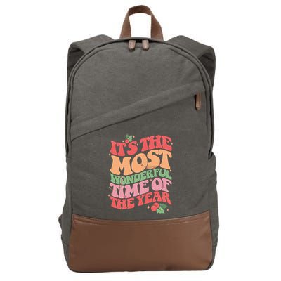 Its The Most Wonderful Time Of The Year Christmas Groovy Cotton Canvas Backpack
