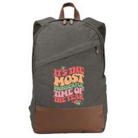 Its The Most Wonderful Time Of The Year Christmas Groovy Cotton Canvas Backpack