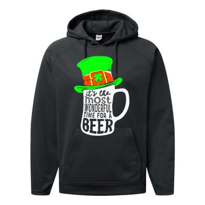 It's The Most Wonderful Time For A Beer Hat St.Patrick's Day Performance Fleece Hoodie