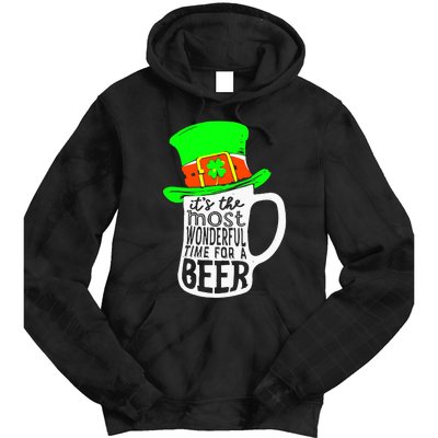 It's The Most Wonderful Time For A Beer Hat St.Patrick's Day Tie Dye Hoodie