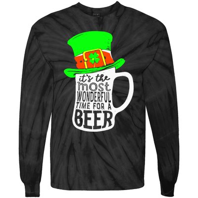 It's The Most Wonderful Time For A Beer Hat St.Patrick's Day Tie-Dye Long Sleeve Shirt