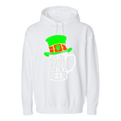 It's The Most Wonderful Time For A Beer Hat St.Patrick's Day Garment-Dyed Fleece Hoodie