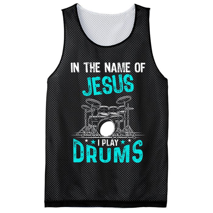 In The Name Of Jesus I Play Drums For Christian Drummer Mesh Reversible Basketball Jersey Tank