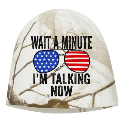 IM Talking Now Does It Sound Familiar Trump Kati - Camo Knit Beanie