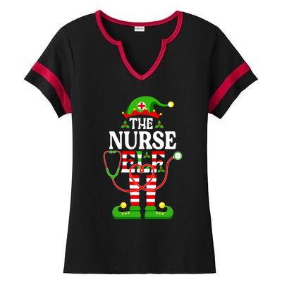 Im The Nurse Elf Cute Gift Funny Christmas Family Matching Gift Ladies Halftime Notch Neck Tee