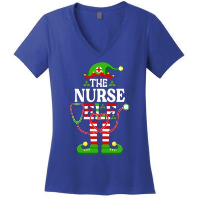 Im The Nurse Elf Cute Gift Funny Christmas Family Matching Gift Women's V-Neck T-Shirt