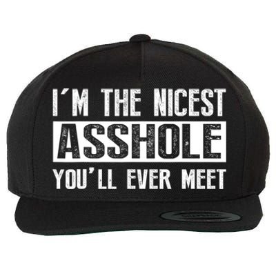 Im The Nicest Asshole Youll Ever Meet Funny Sarcasm Wool Snapback Cap