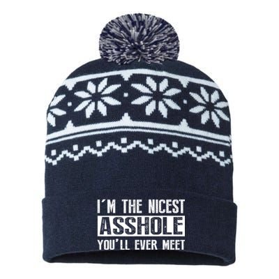 Im The Nicest Asshole Youll Ever Meet Funny Sarcasm USA-Made Snowflake Beanie