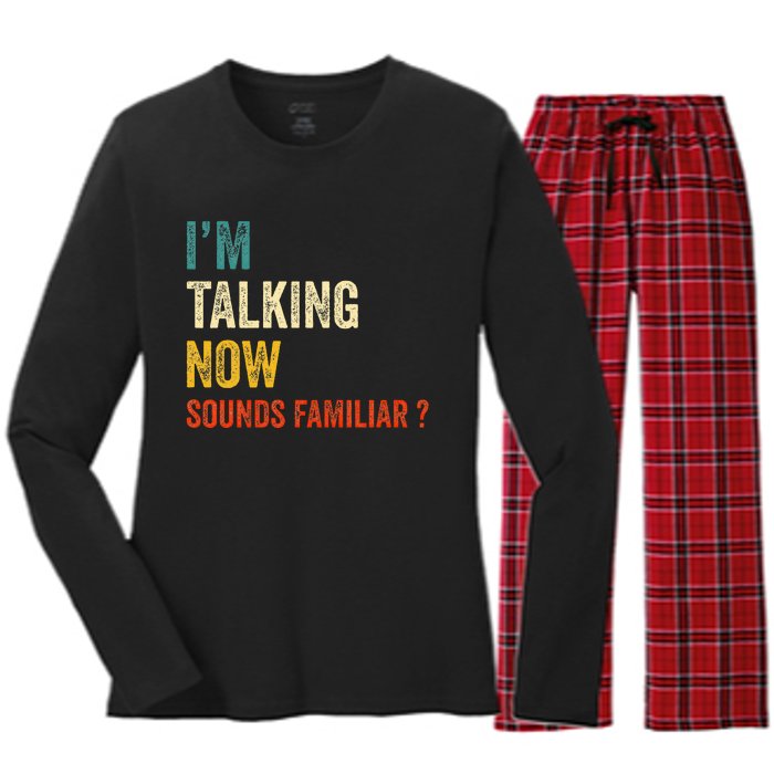 IM Talking Now Trump Kamala Harris Debate 2024 Women's Long Sleeve Flannel Pajama Set 