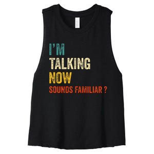 IM Talking Now Trump Kamala Harris Debate 2024 Women's Racerback Cropped Tank