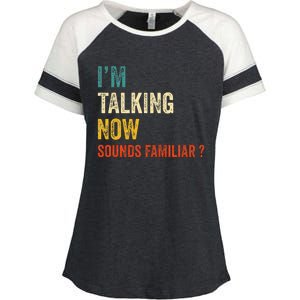 IM Talking Now Trump Kamala Harris Debate 2024 Enza Ladies Jersey Colorblock Tee