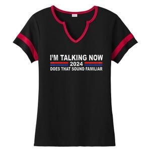 IM Talking Now Does That Sound Familiar Funny Trump Debate Ladies Halftime Notch Neck Tee