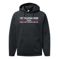 IM Talking Now Does That Sound Familiar Funny Trump Debate Performance Fleece Hoodie