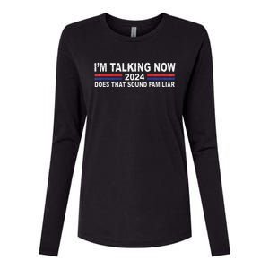 IM Talking Now Does That Sound Familiar Funny Trump Debate Womens Cotton Relaxed Long Sleeve T-Shirt