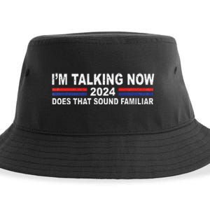 IM Talking Now Does That Sound Familiar Funny Trump Debate Sustainable Bucket Hat