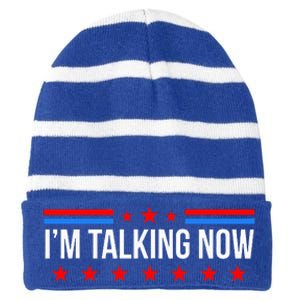 IM Talking Now Elections 2024 Democrat Republican Striped Beanie with Solid Band