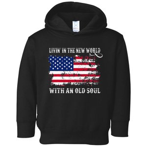 In The New World With An Old Soul America Flag Toddler Hoodie