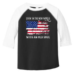 In The New World With An Old Soul America Flag Toddler Fine Jersey T-Shirt