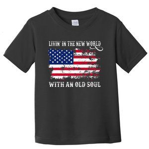 In The New World With An Old Soul America Flag Toddler T-Shirt