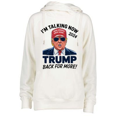 IM Talking Now Does That Sound Familiar Trump 2024 Womens Funnel Neck Pullover Hood