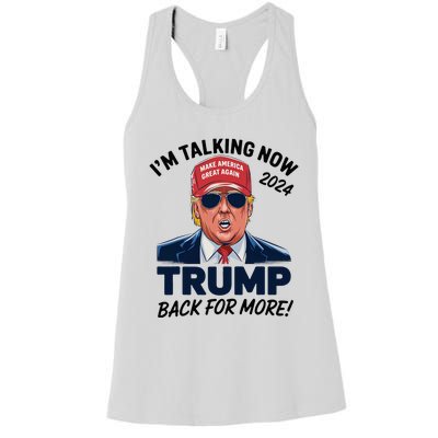 IM Talking Now Does That Sound Familiar Trump 2024 Women's Racerback Tank