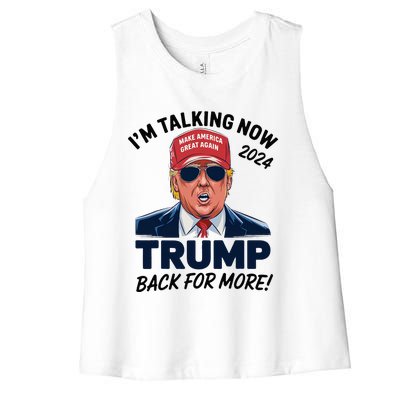 IM Talking Now Does That Sound Familiar Trump 2024 Women's Racerback Cropped Tank