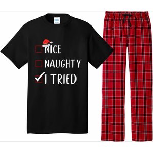 I Tried Nice Naughty List Funny Xmas Gift Pajama Set