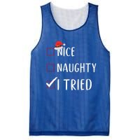 I Tried Nice Naughty List Funny Xmas Gift Mesh Reversible Basketball Jersey Tank