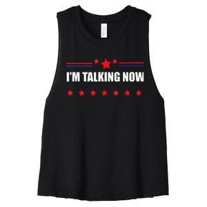 IM Talking Now Elections 2024 Democrat Republican Women's Racerback Cropped Tank