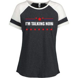 IM Talking Now Elections 2024 Democrat Republican Enza Ladies Jersey Colorblock Tee