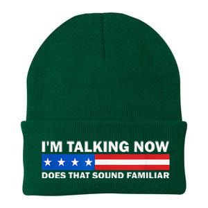 IM Talking Now Does That Sound Familiar Funny Trump Debate Knit Cap Winter Beanie