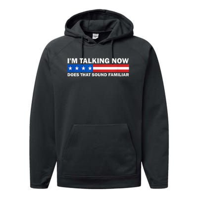 IM Talking Now Does That Sound Familiar Funny Trump Debate Performance Fleece Hoodie