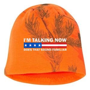 IM Talking Now Does That Sound Familiar Funny Trump Debate Kati - Camo Knit Beanie