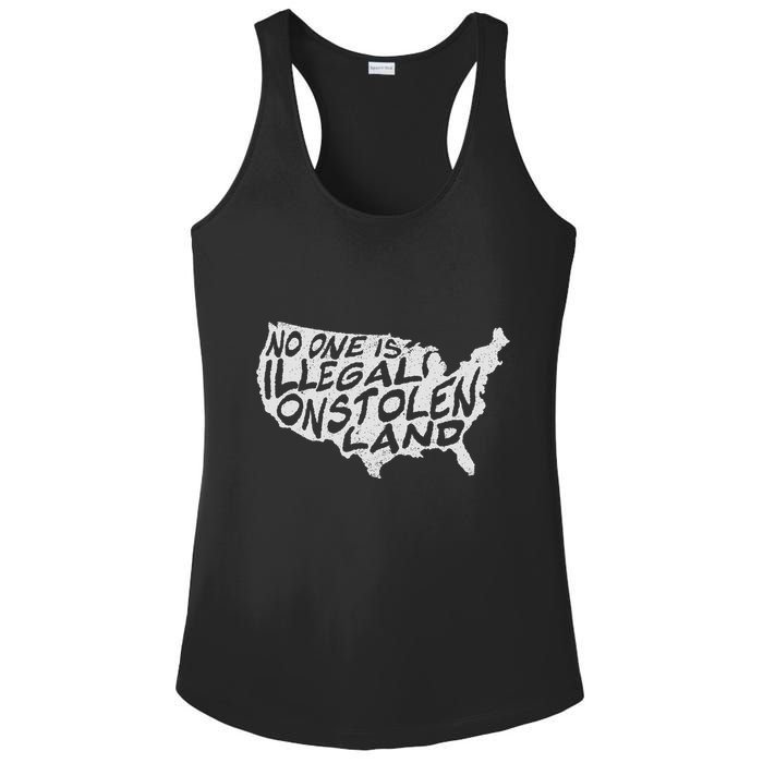 Immigrant T No One Is Illegal On Stolen Land Ladies PosiCharge Competitor Racerback Tank