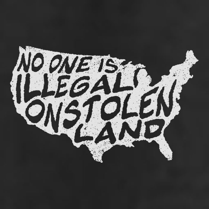 Immigrant T No One Is Illegal On Stolen Land Large Microfiber Waffle Golf Towel