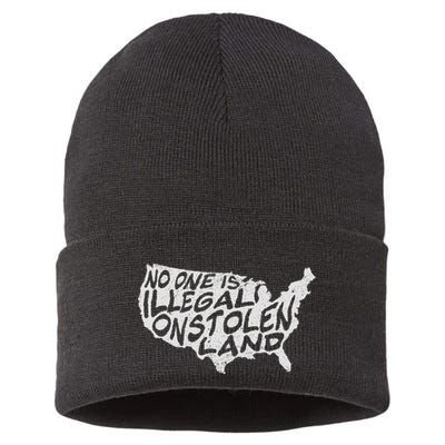 Immigrant T No One Is Illegal On Stolen Land Sustainable Knit Beanie