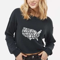 Immigrant T No One Is Illegal On Stolen Land Cropped Pullover Crew