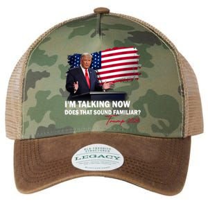 IM Talking Now Does That Sound Familiar Trump 2024 Election Legacy Tie Dye Trucker Hat