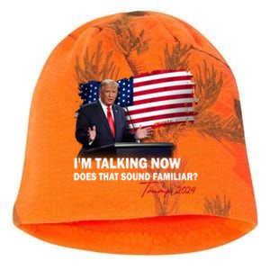 IM Talking Now Does That Sound Familiar Trump 2024 Election Kati - Camo Knit Beanie