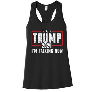 Im Talking Now Funny Donald Trump Kamala Harris Joe Biden Women's Racerback Tank