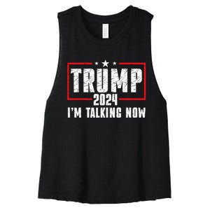 Im Talking Now Funny Donald Trump Kamala Harris Joe Biden Women's Racerback Cropped Tank