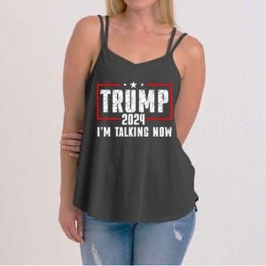 Im Talking Now Funny Donald Trump Kamala Harris Joe Biden Women's Strappy Tank