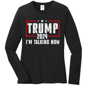 Im Talking Now Funny Donald Trump Kamala Harris Joe Biden Ladies Long Sleeve Shirt