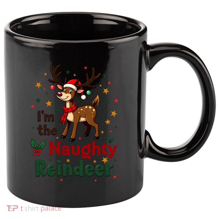 IM The Naughty Reindeer Christmas Matching Gift 11oz C Handle Ceramic Mug