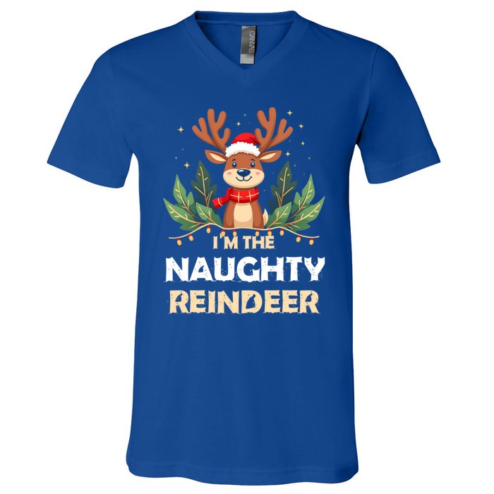 IM The Naughty Reindeer Christmas Matching Gift V-Neck T-Shirt