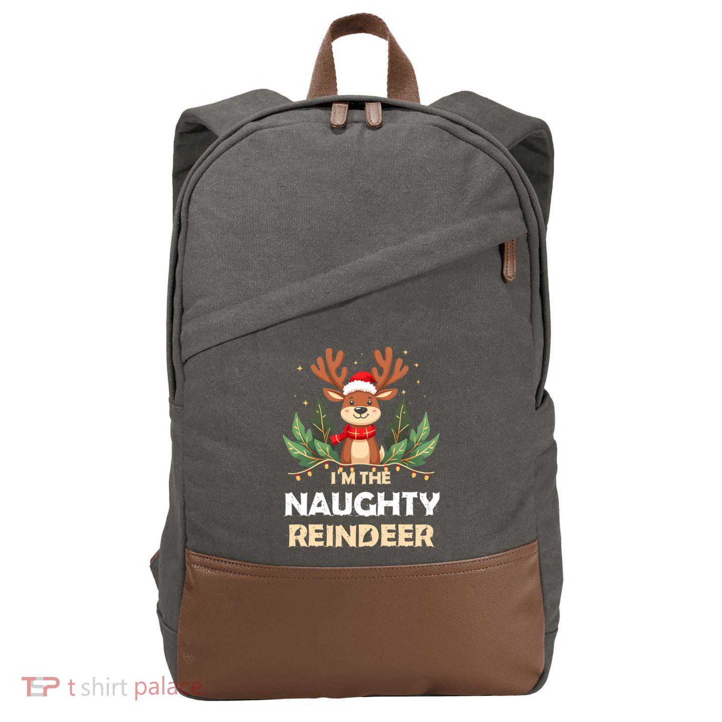 IM The Naughty Reindeer Christmas Matching Gift Cotton Canvas Backpack